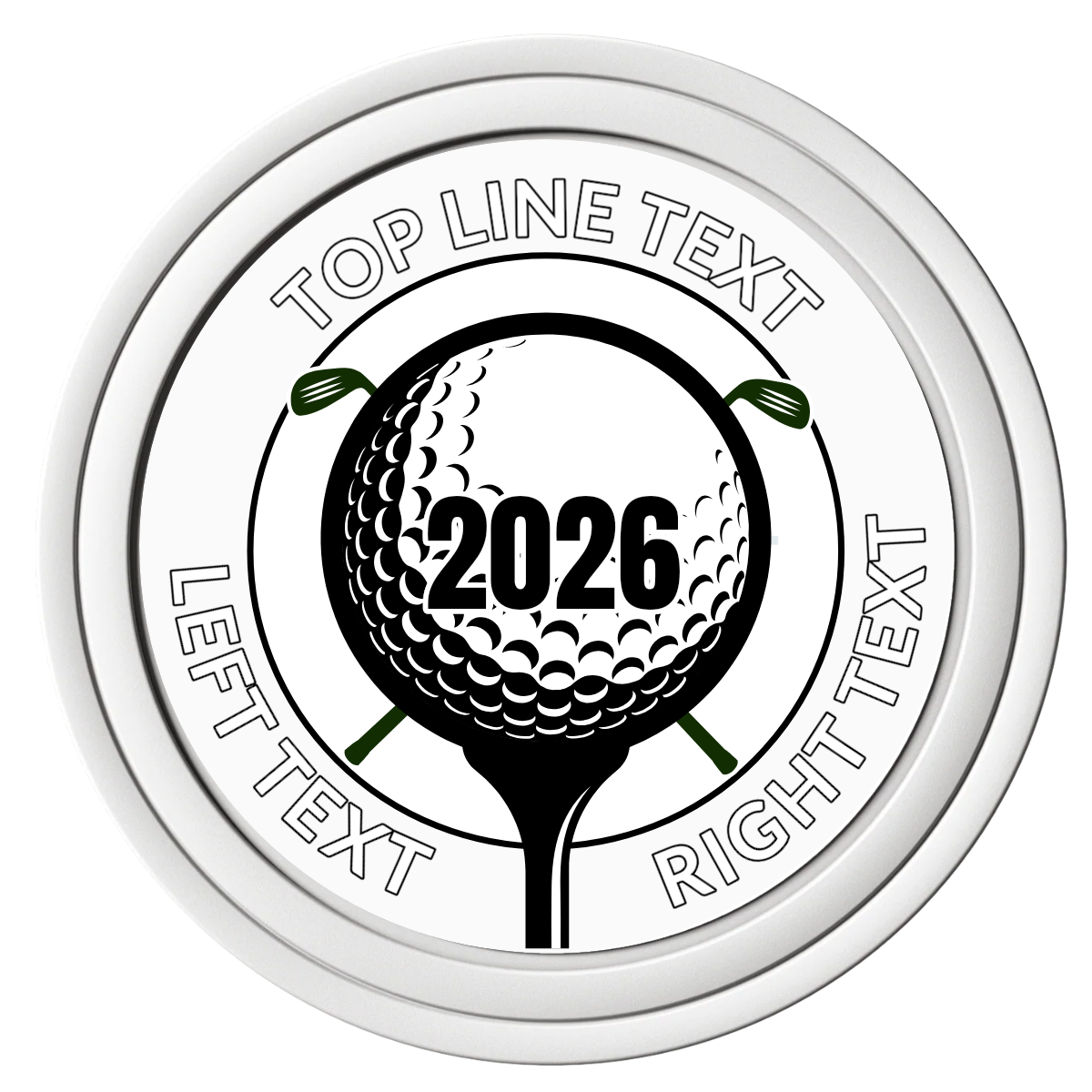 Tee it up Composite Poker Chips - White / Solid - Front