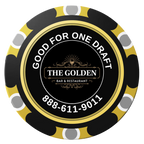 Branded Logo Bar Drink Token Clay Poker Chips - Black / Monte Carlo / 40mm - Back