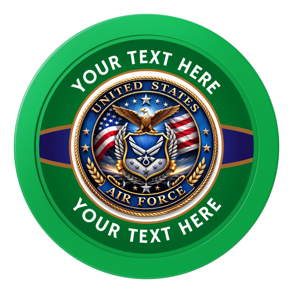Air Force 2" Oversized Poker Chips - Green - Front