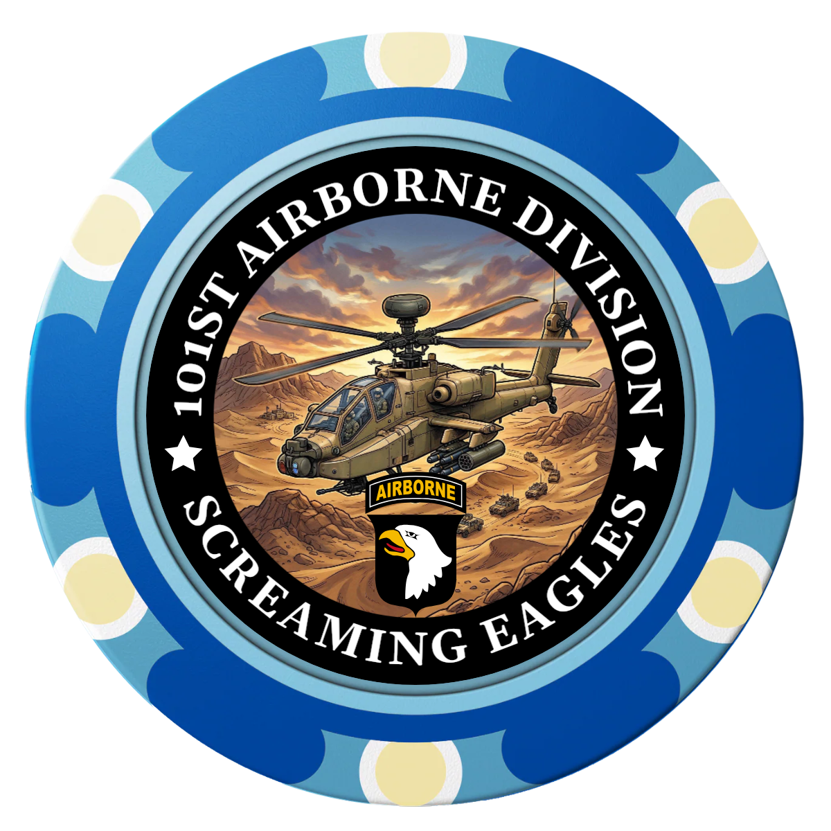 Army Airborne Clay Poker Chips - Blue / Monte Carlo / 40mm - Front