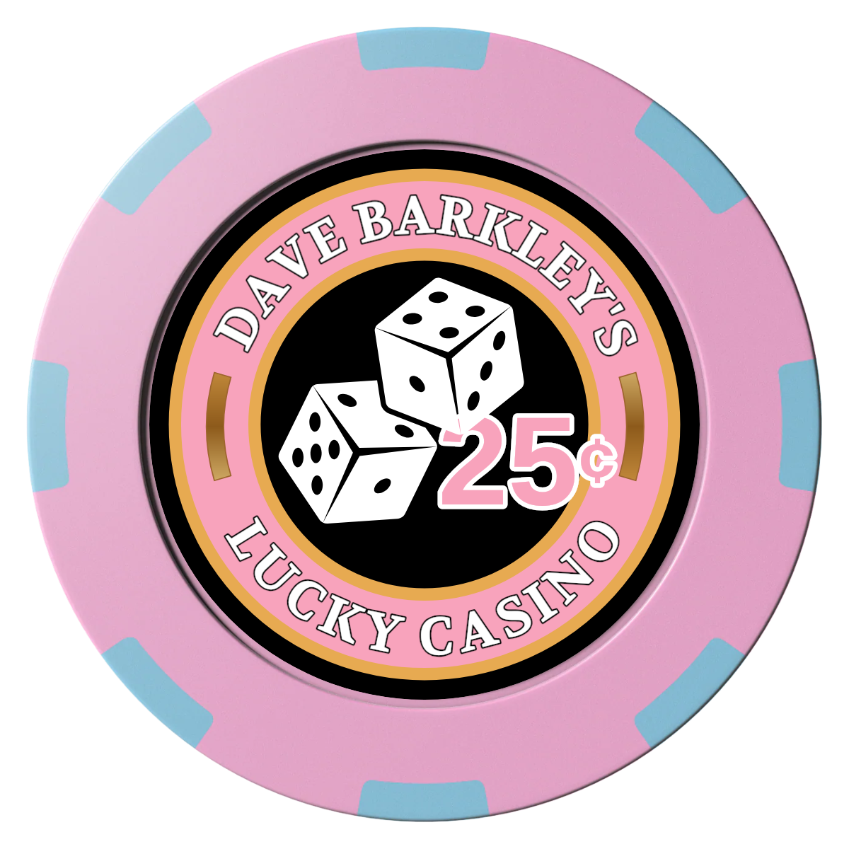 Dave's Lucky Casino Clay Poker Chips - Pink / 8 Spot (2 Tone) / 40mm - Front