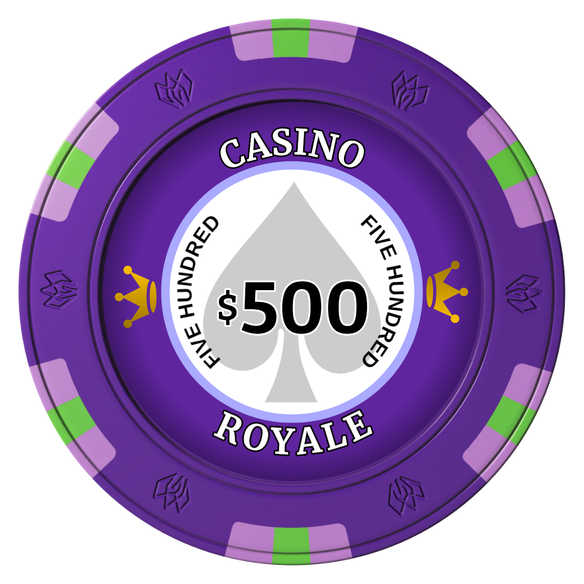 Casino Royale Clay Poker Chips - Purple / 6 Spot Gem / 40mm - Front