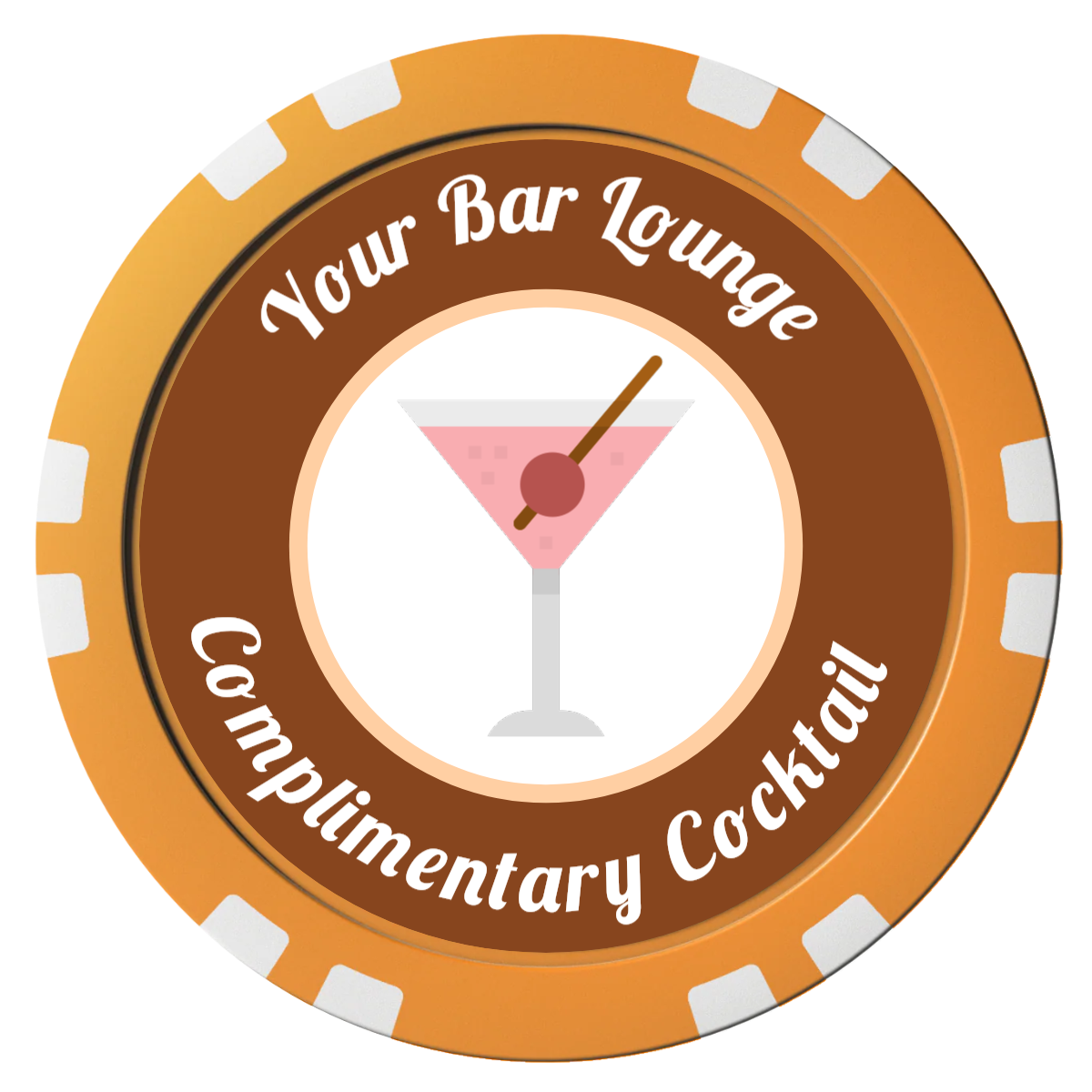 Fancy Drink Composite Poker Chips - Orange / Double Stripe - Front