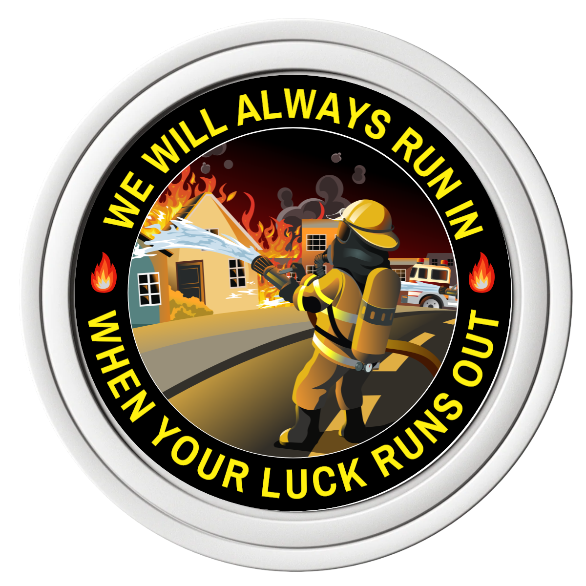 Firefighter Maltese Cross Composite Poker Chips - White / Solid - Front