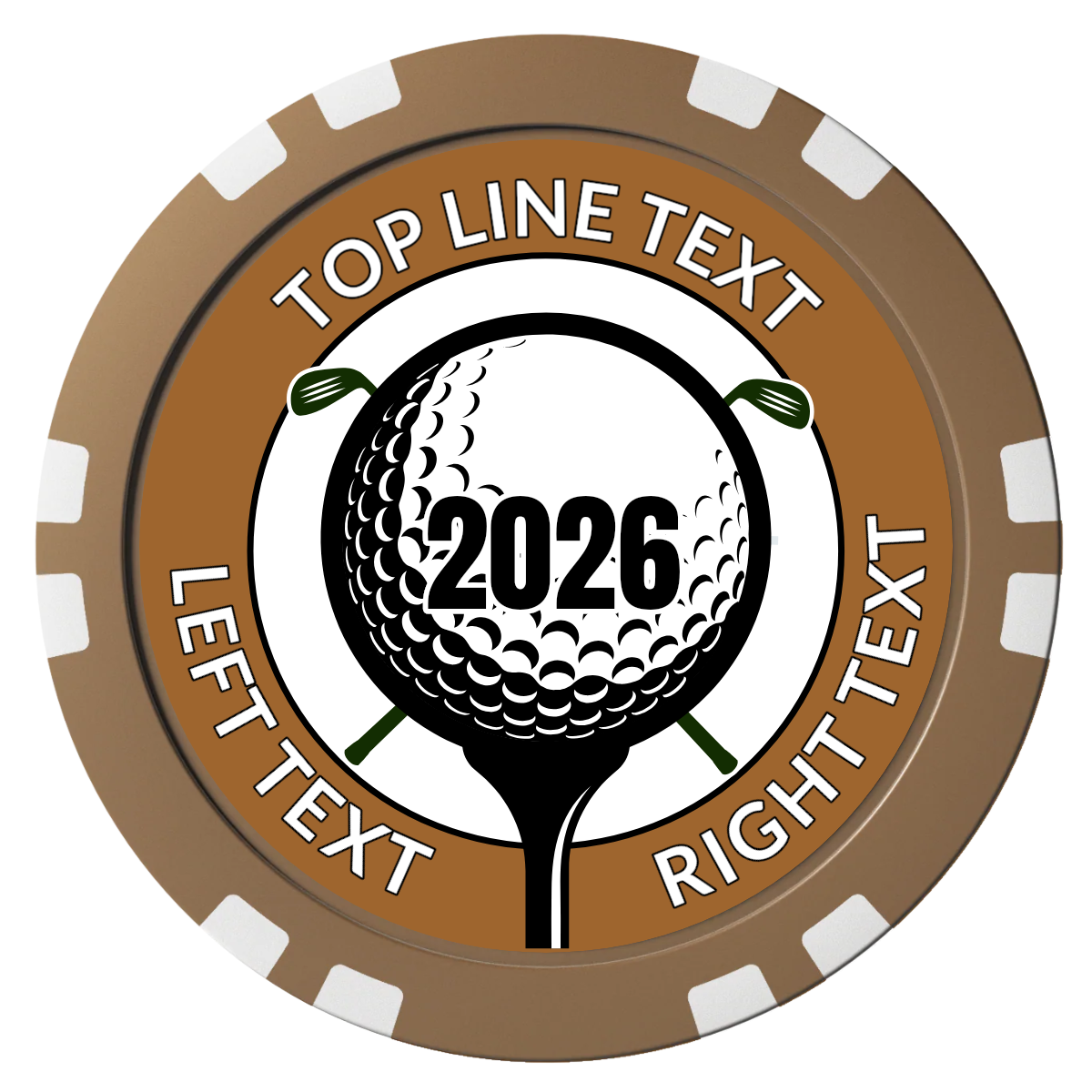 Tee it up Composite Poker Chips - Brown / Double Stripe - Front