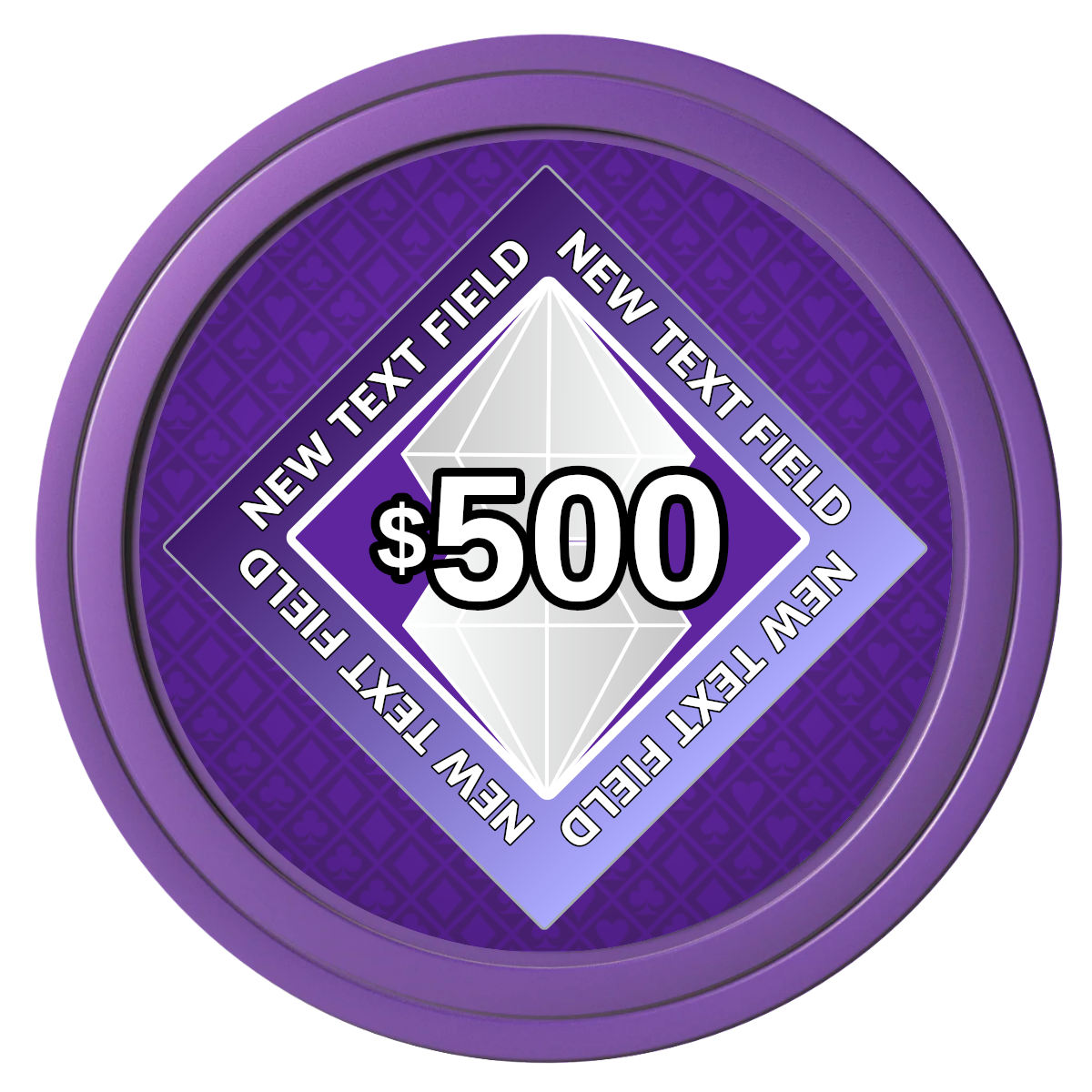 Diamond in the Rough Composite Poker Chips - Purple / Solid - Front