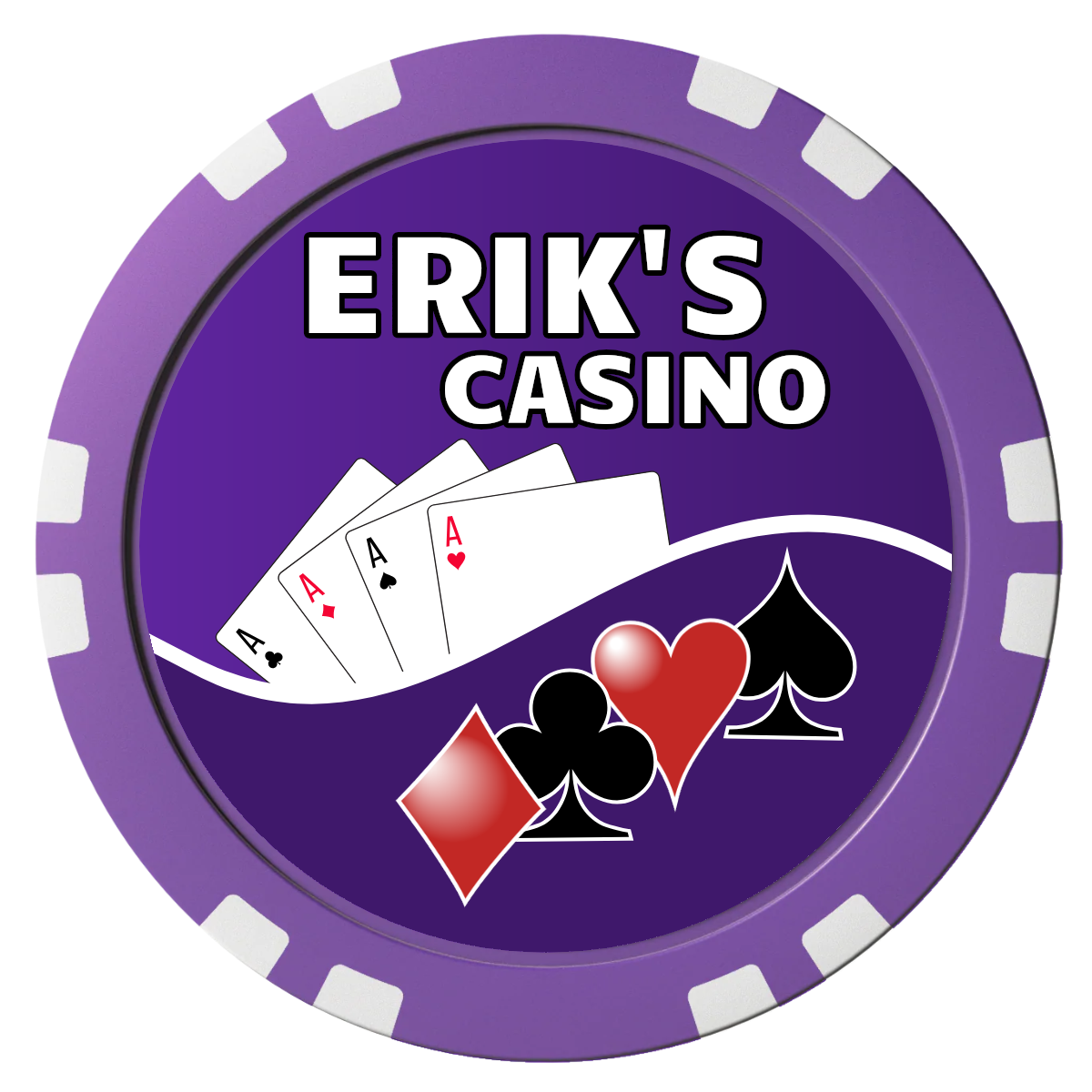 Erik's Casino Composite Poker Chips - Purple / Double Stripe - Front