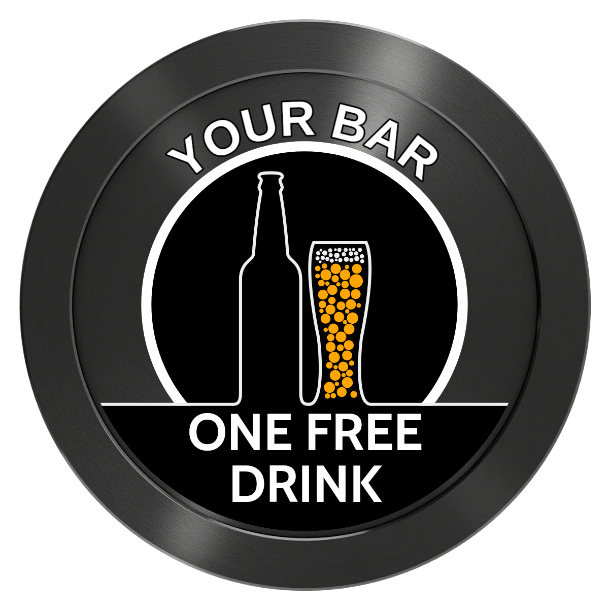 Beer and Glass Aluminum Poker Chips - Black - Front