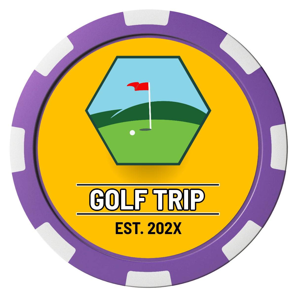 Golf Trip #001 Composite Poker Chips - Purple / 8 Spot - Front
