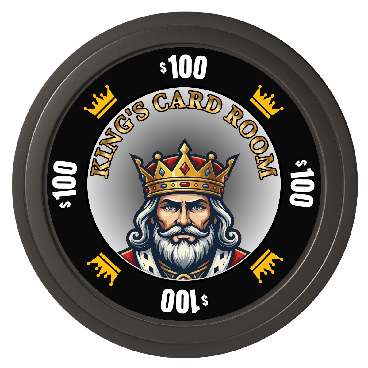 Kings Composite Poker Chips - Black / Solid - Front