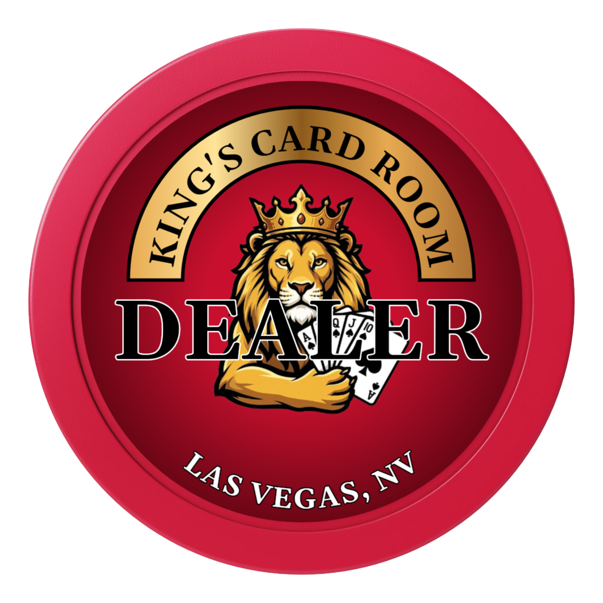 King's Card Room 2" Composite Dealer Button - Red - Front