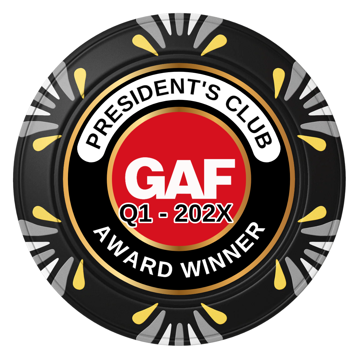 President's Club Clay Poker Chips - Black / Macau / 40mm - Front