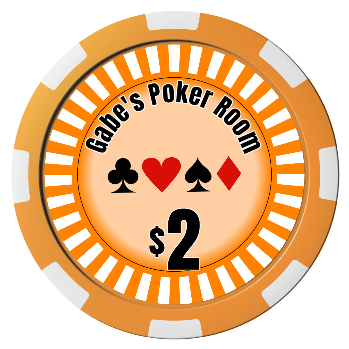 Gabe's Poker Room Composite Poker Chips - Orange / 8 Spot - Front