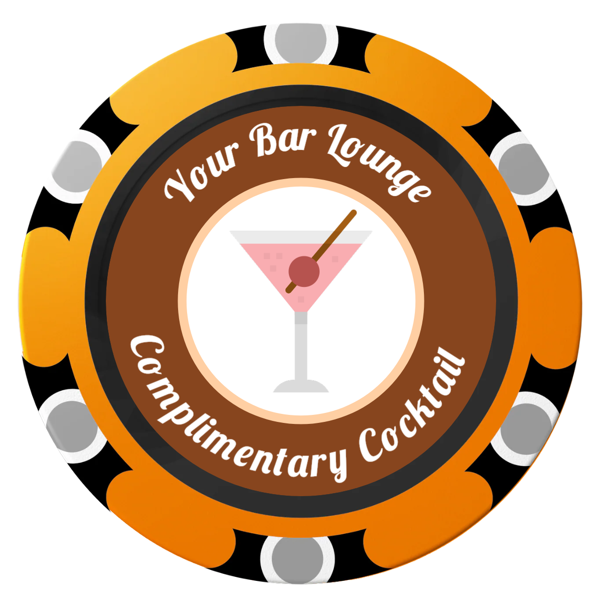 Fancy Drink Clay Poker Chips - Orange / Monte Carlo / 40mm - Front