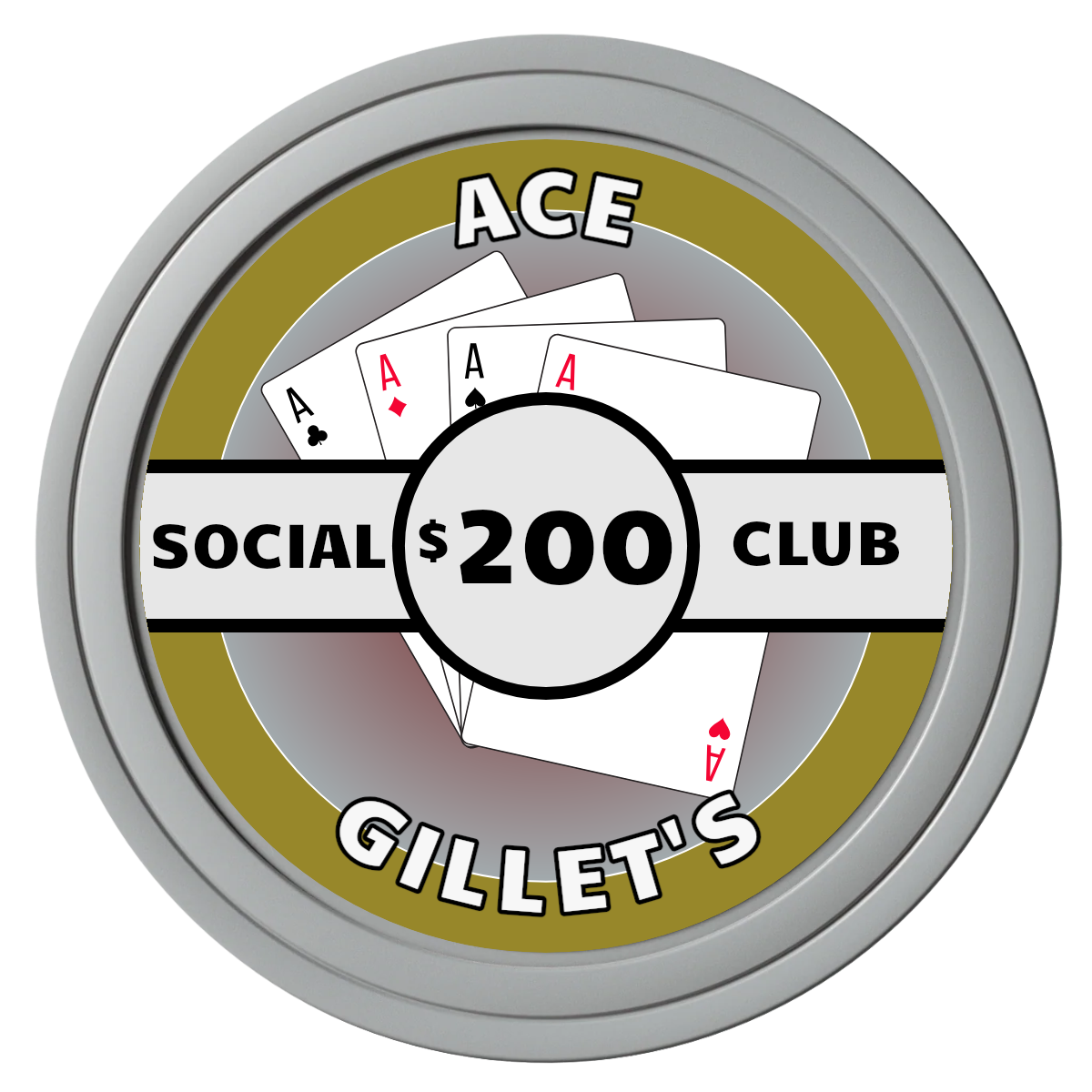 Ace Gillet's Composite Poker Chips - Gray / Solid - Front