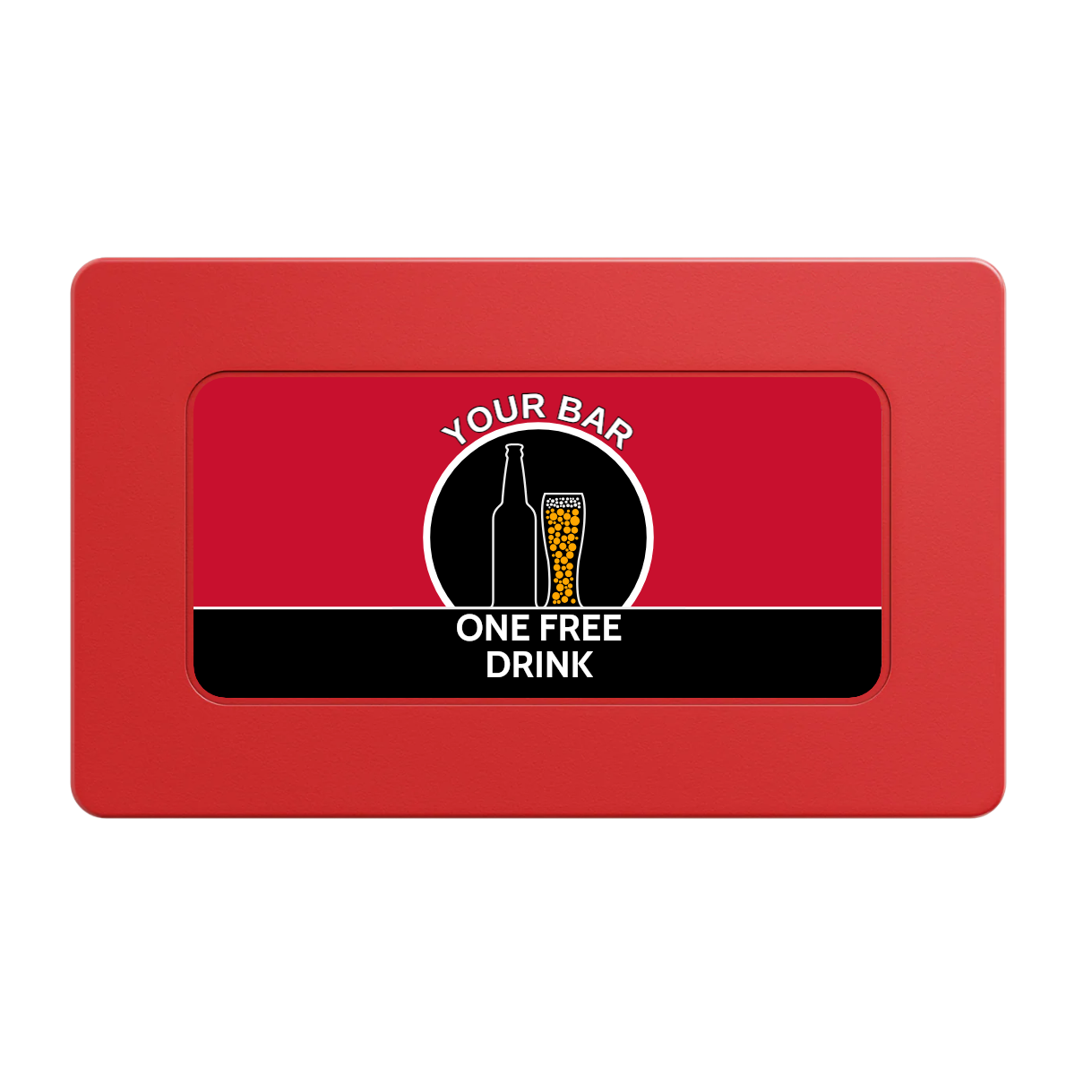 Beer and Glass Rectangular Poker Chip Plaques - Red - Front