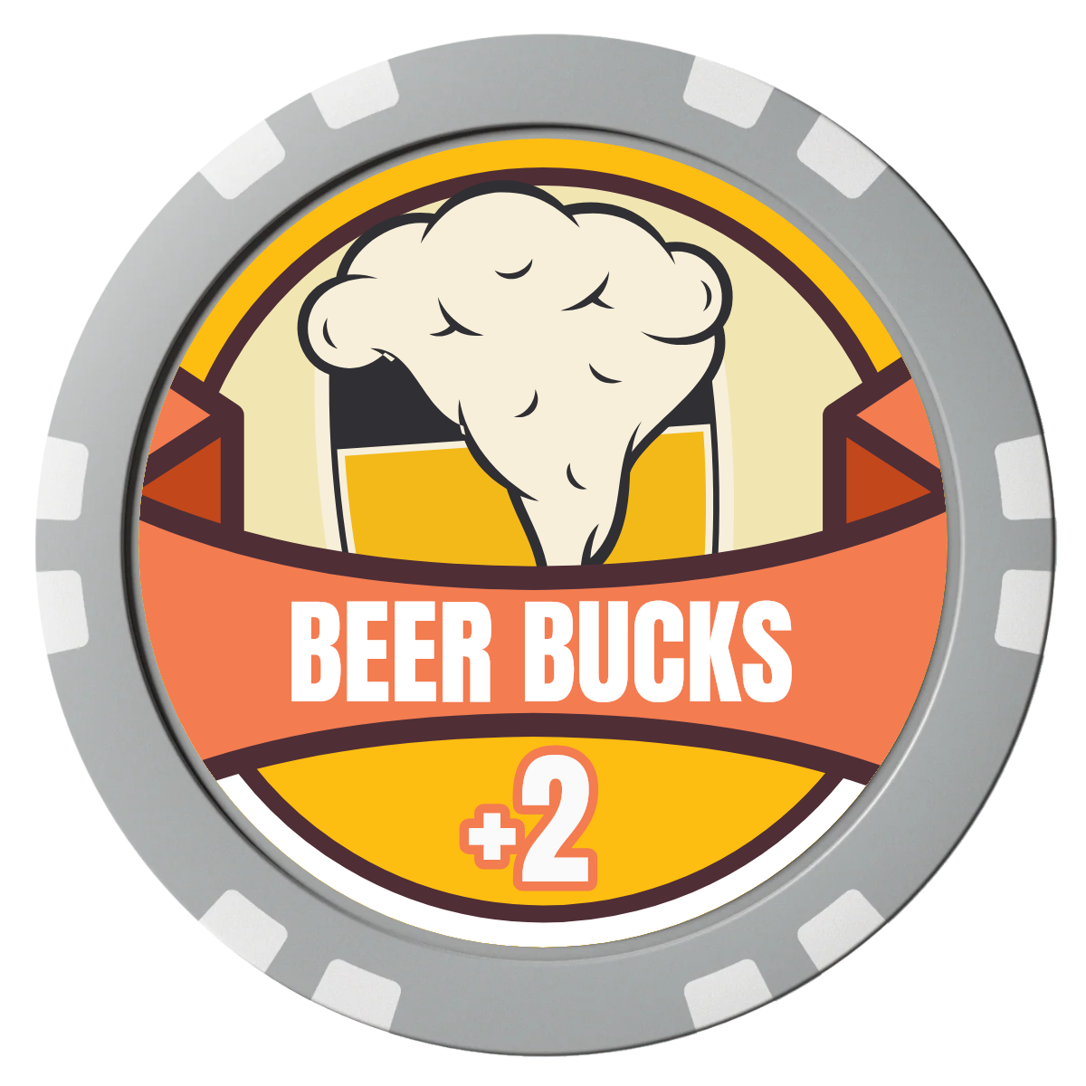 Banner Brew Composite Poker Chips - Gray / Double Stripe - Front