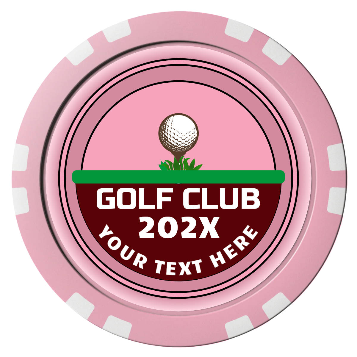 Teed Up Composite Poker Chips - Pink / Double Stripe - Front