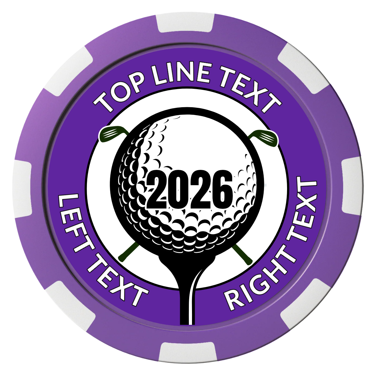 Tee it up Composite Poker Chips - Purple / 8 Spot - Front