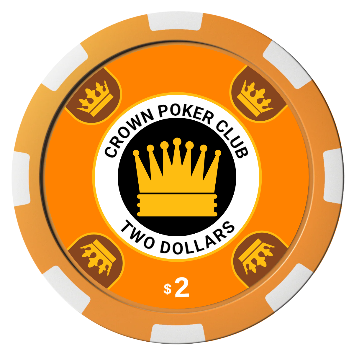 Crown Card Room Composite Poker Chips - Orange / 8 Spot - Front