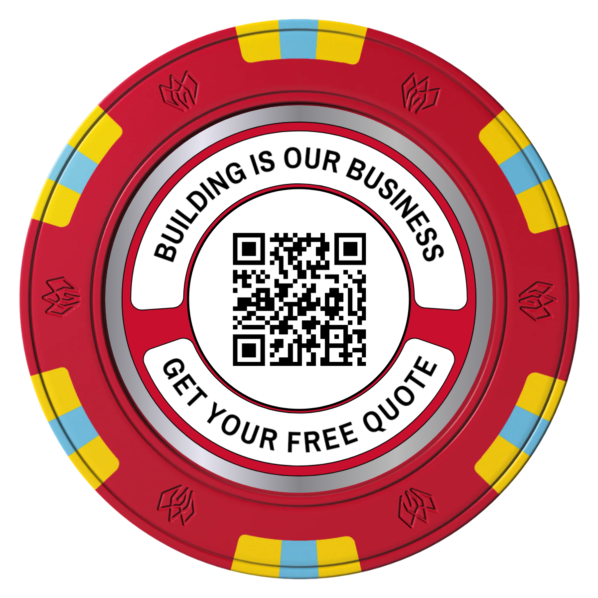 Acme Construction Clay Poker Chips - Red / 6 Spot Gem / 40mm - Front