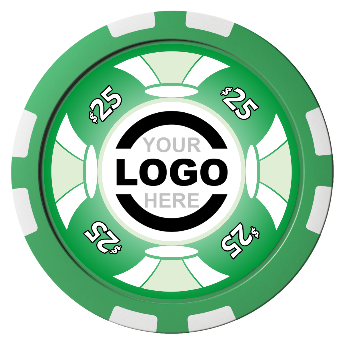 Alan Baker 4-2S A Composite Poker Chips - Green / 8 Stripe - Front