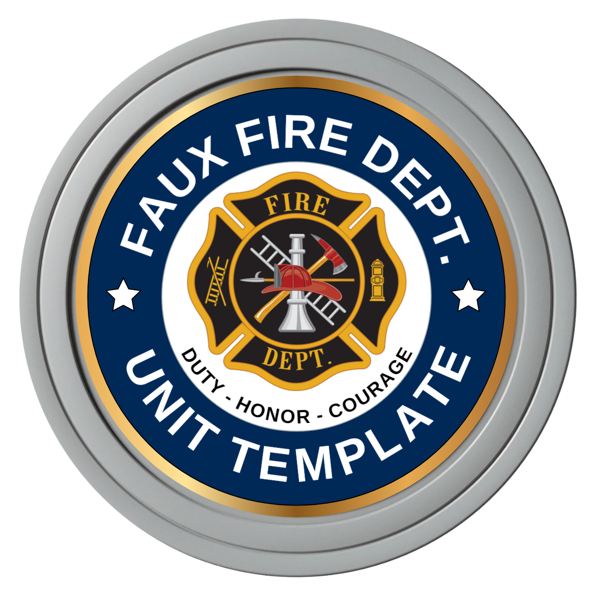 Faux Fire Dept. #01 Composite Poker Chips - Gray / Solid - Front