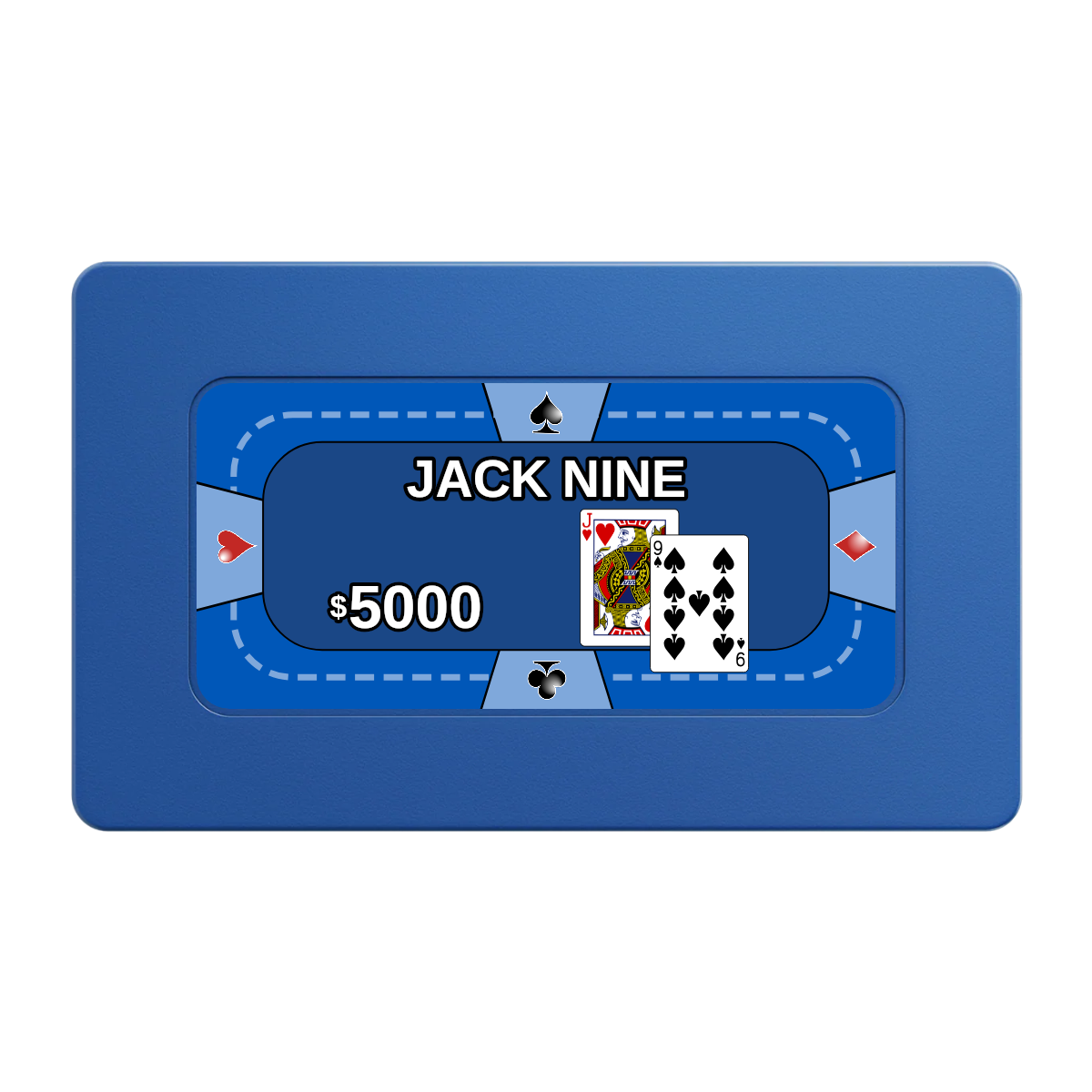 Jack Nine Card Room Rectangular Poker Chip Plaques - Blue - Front