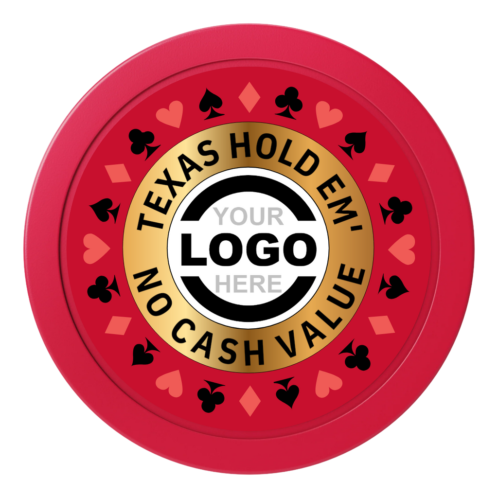 Texas Hold Em' 2" Oversized Poker Chips - Red - Back