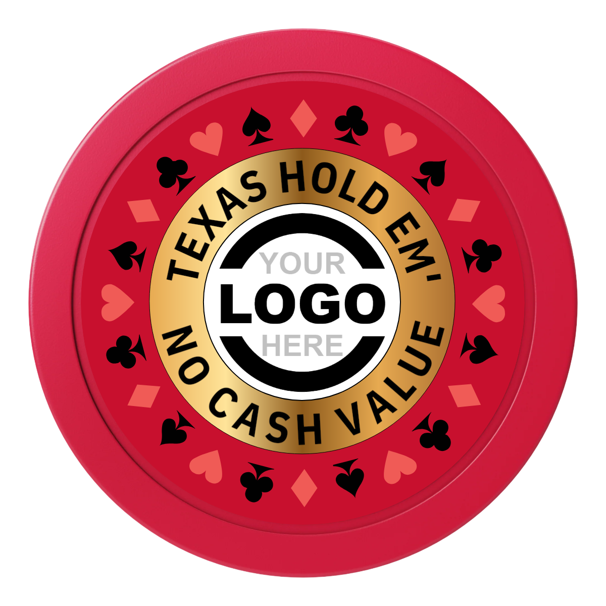 Texas Hold Em' 2" Oversized Poker Chips - Red - Back