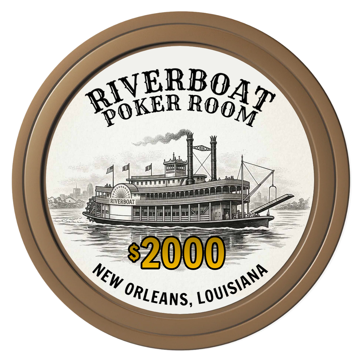 Riverboat Poker Room Composite Poker Chips - Brown / Solid - Front