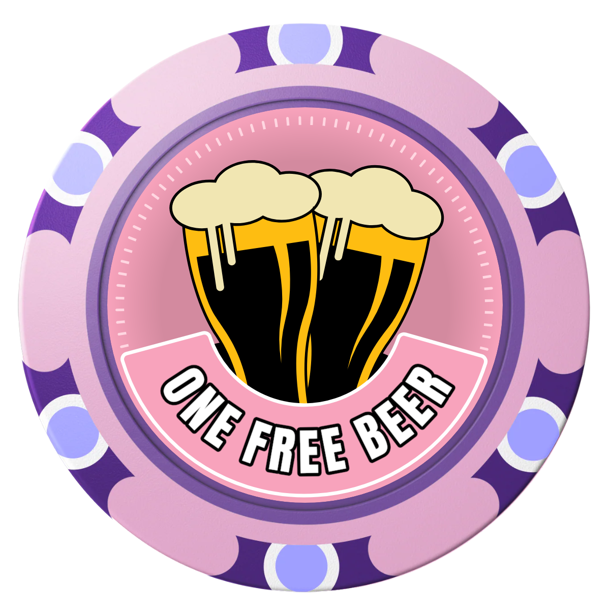 Double Pint 2 Clay Poker Chips - Pink / Monte Carlo / 40mm - Front