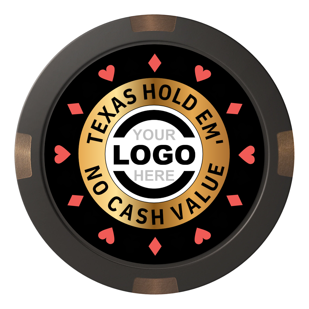 Texas Hold Em' Composite & Metal Hybrid Poker Card Protectors - Black - Back