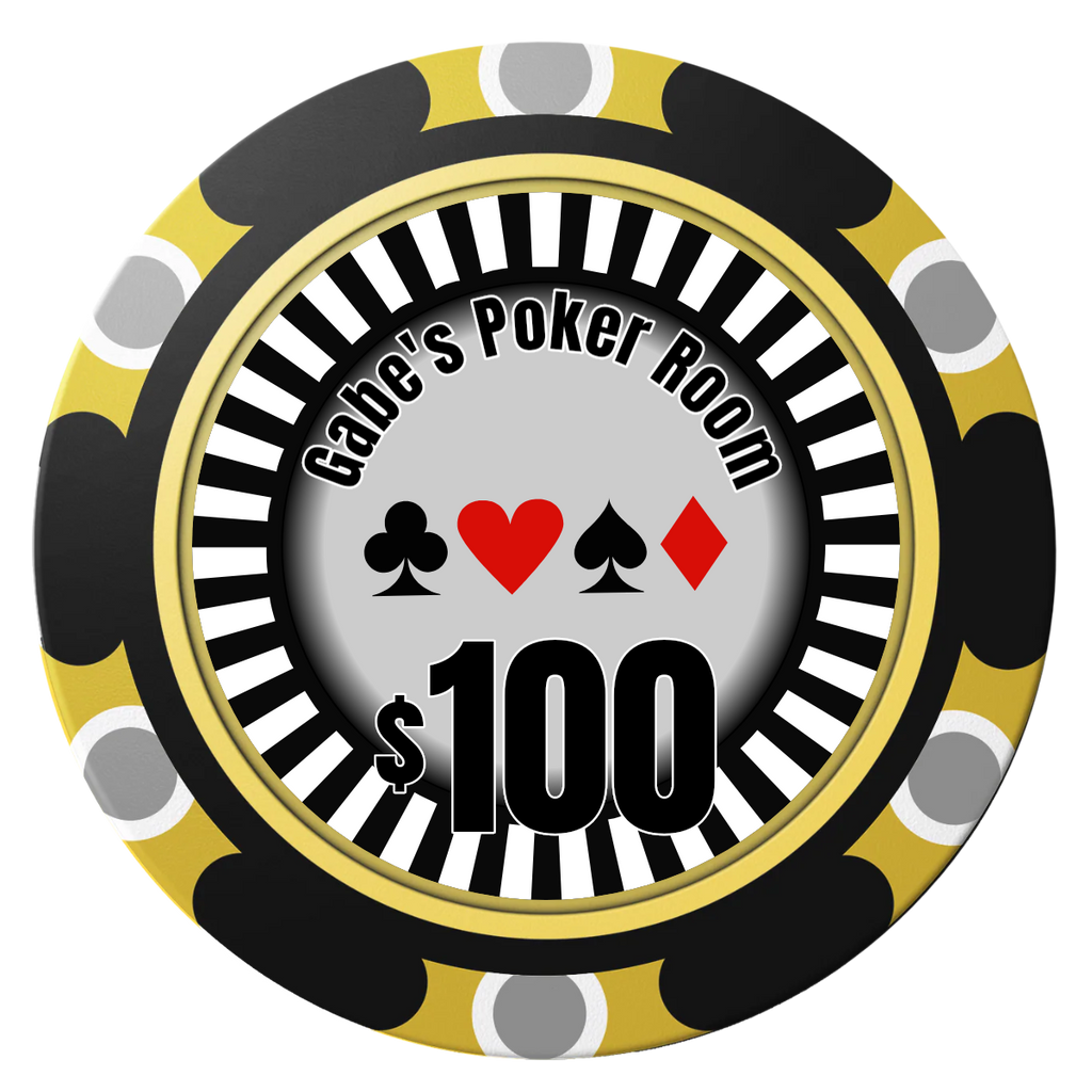 Gabe's Poker Room Clay Poker Chips - Black / Monte Carlo / 40mm - Front