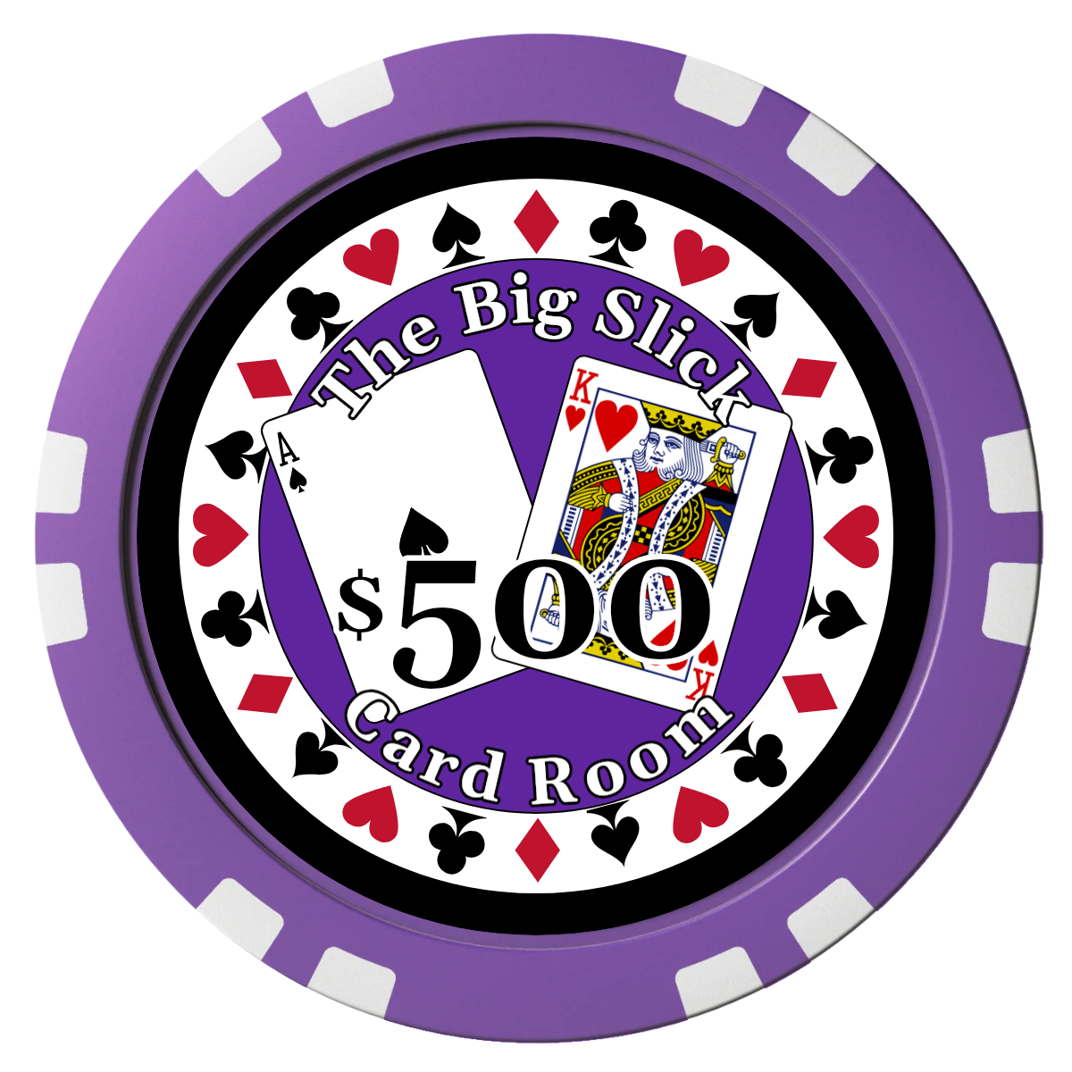 AK Big Slick Composite Poker Chips - Purple / Double Stripe - Front
