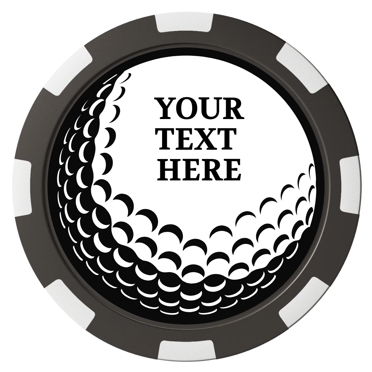 Hole In One Composite Poker Chips - Black / 8 Spot - Back