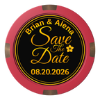 Save the Date Text Composite & Metal Hybrid Poker Chips - Red - Front