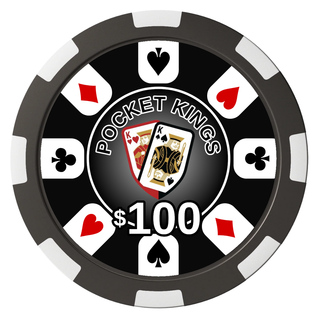 Pocket Kings Composite Poker Chips - Black / 8 Spot - Front