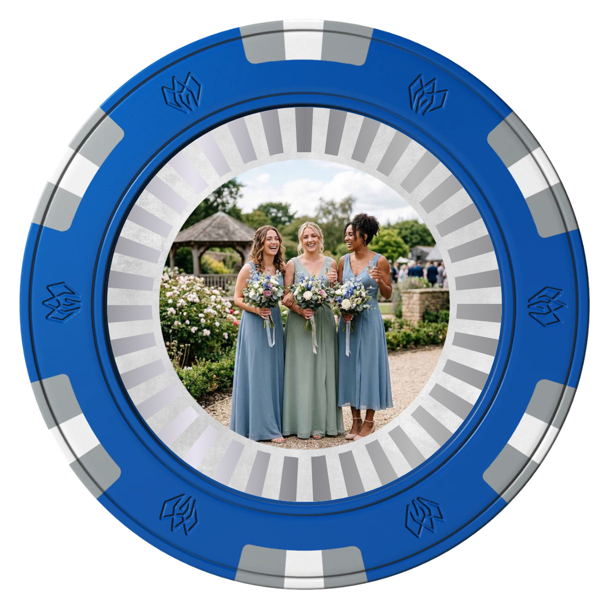 Be My Bridesmaid Simple Clay Poker Chips - Blue / 6 Spot Gem / 40mm - Back
