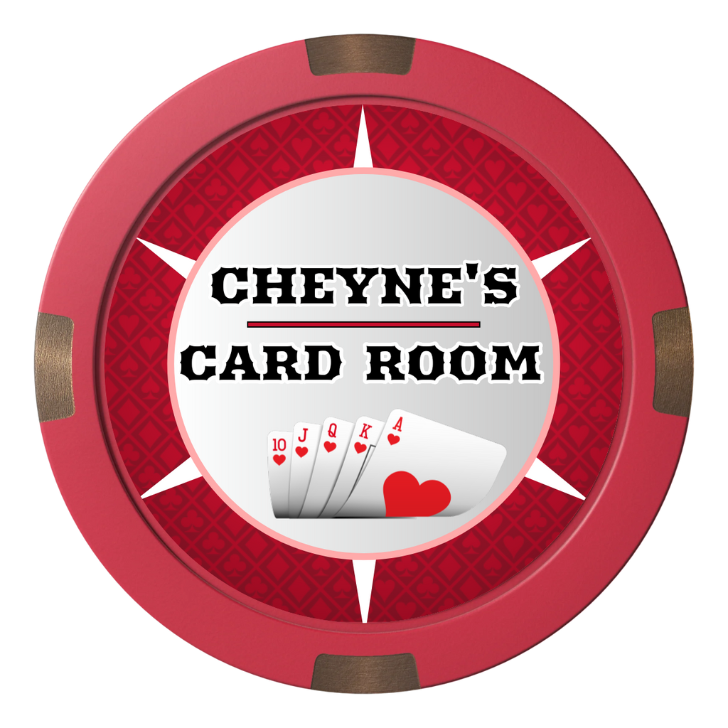 Cheyne's Card Room Composite & Metal Hybrid Poker Chips - Red - Back