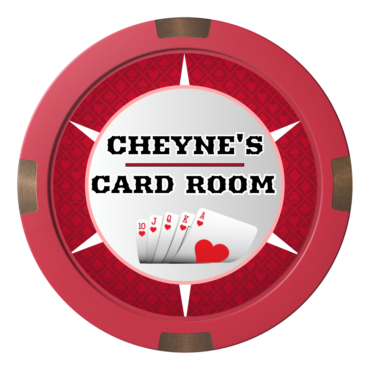 Cheyne's Card Room Composite & Metal Hybrid Poker Chips - Red - Back