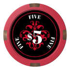 Gothic Revival Composite & Metal Hybrid Poker Chips - Red - Front
