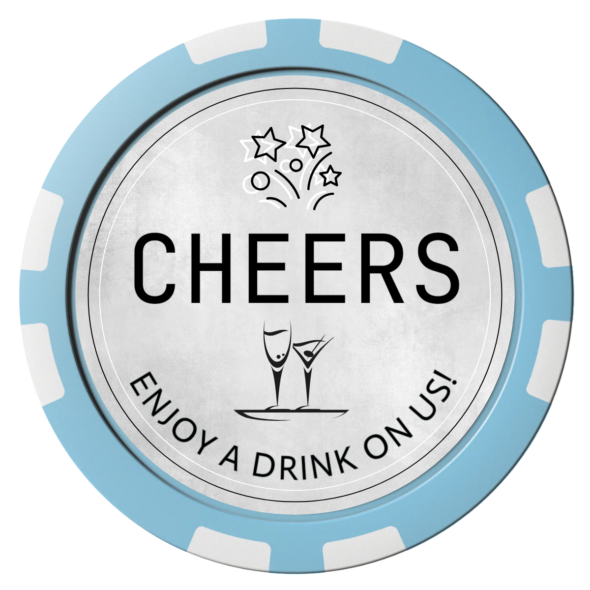 Chique Wedding Token Composite Poker Chips - Light Blue / 8 Stripe - Front