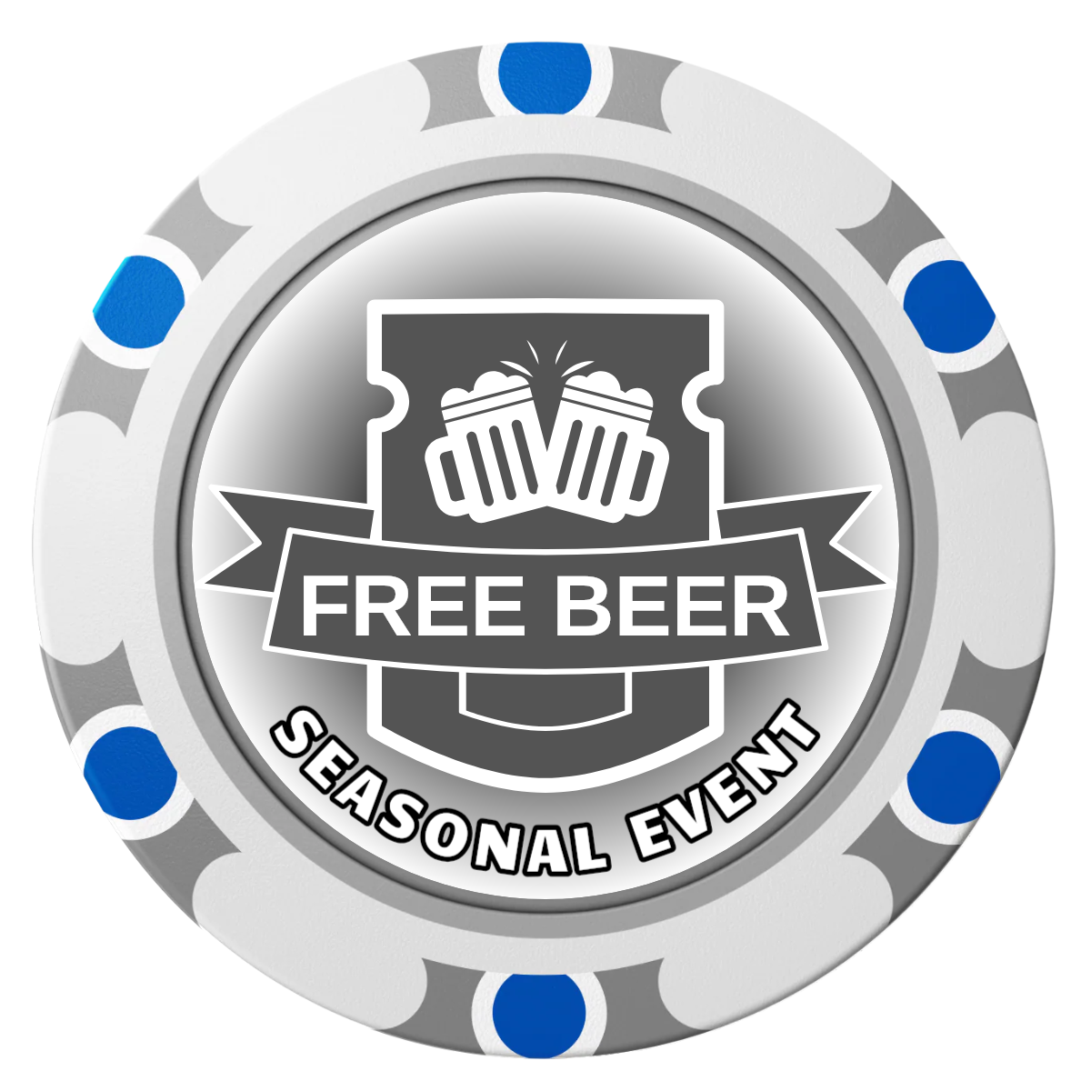 Craft Beer #001 Clay Poker Chips - White / Monte Carlo / 40mm - Front