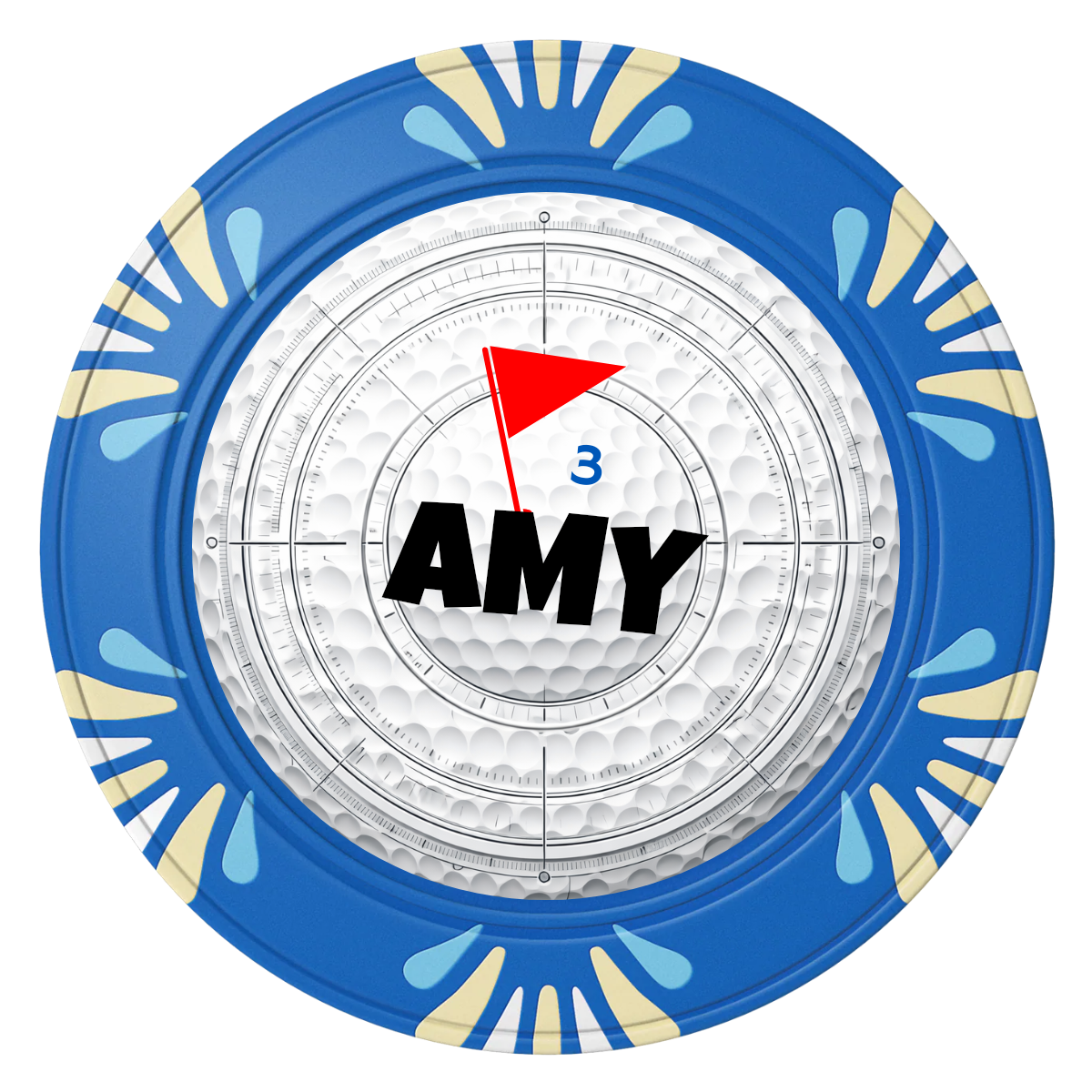 Ball Marcus Jr. Clay Poker Chips - Blue / Macau / 40mm - Front