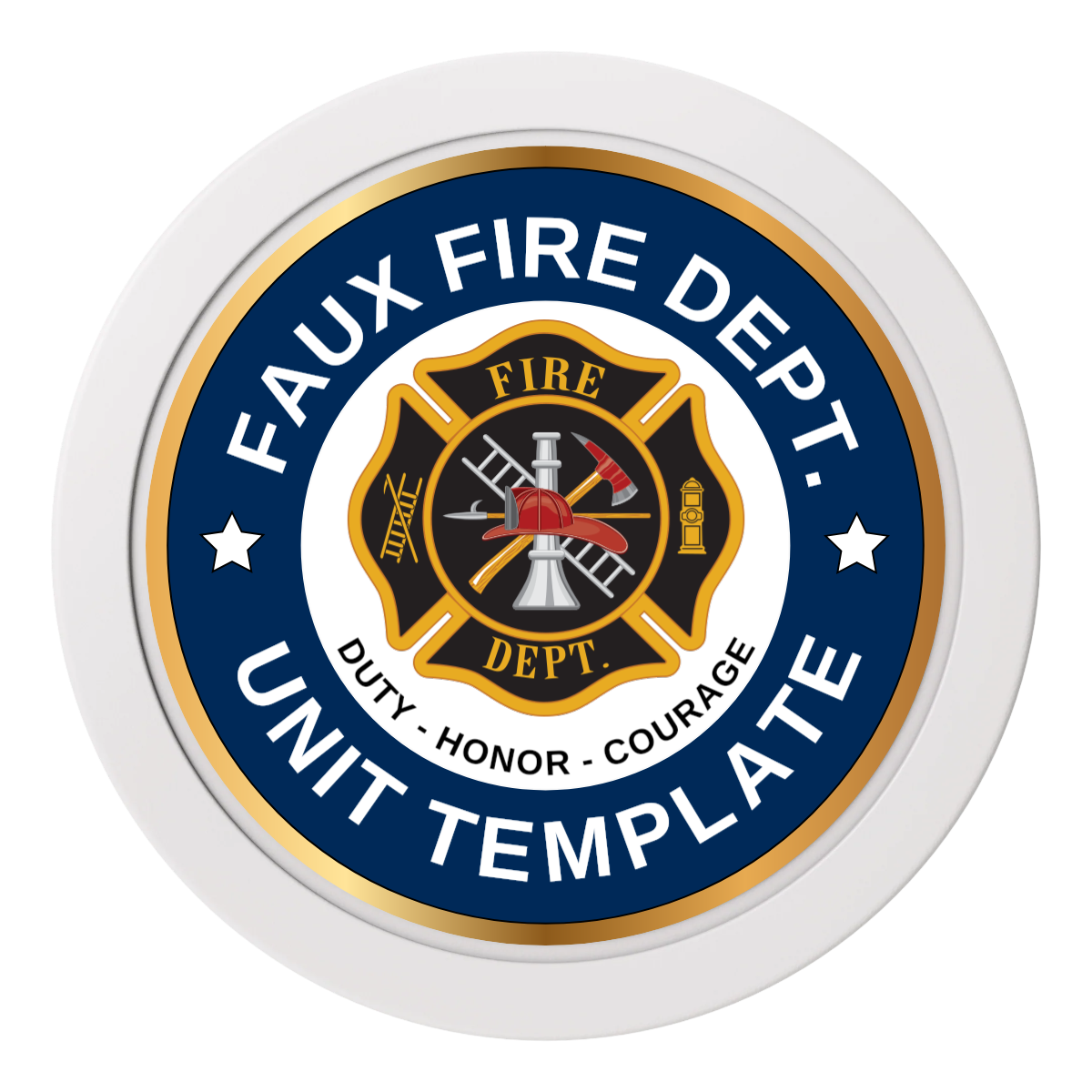 Faux Fire Dept. #01 2" Oversized Poker Chips - White - Back