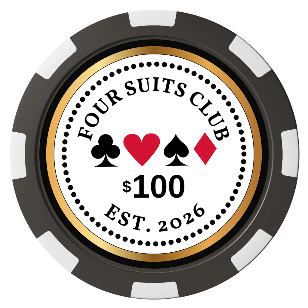 Fours Suits Club Magnetic Composite Poker Chips - Black / 8 Spot - Front