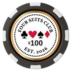 Fours Suits Club Magnetic Composite Poker Chips - Black / 8 Spot - Front