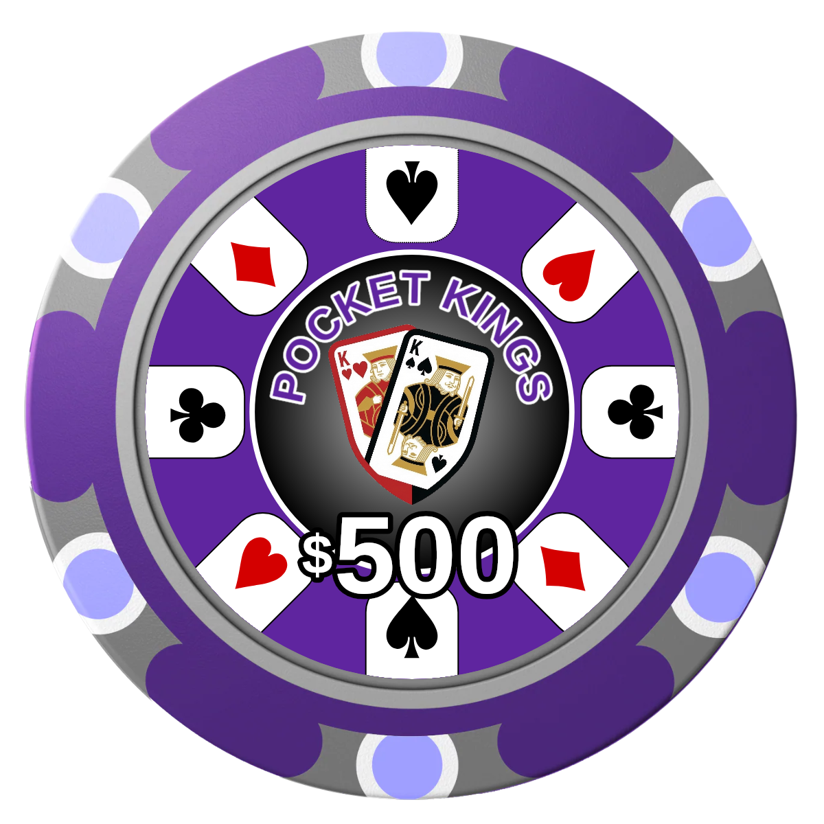 Pocket Kings Clay Poker Chips - Purple / Monte Carlo / 40mm - Front