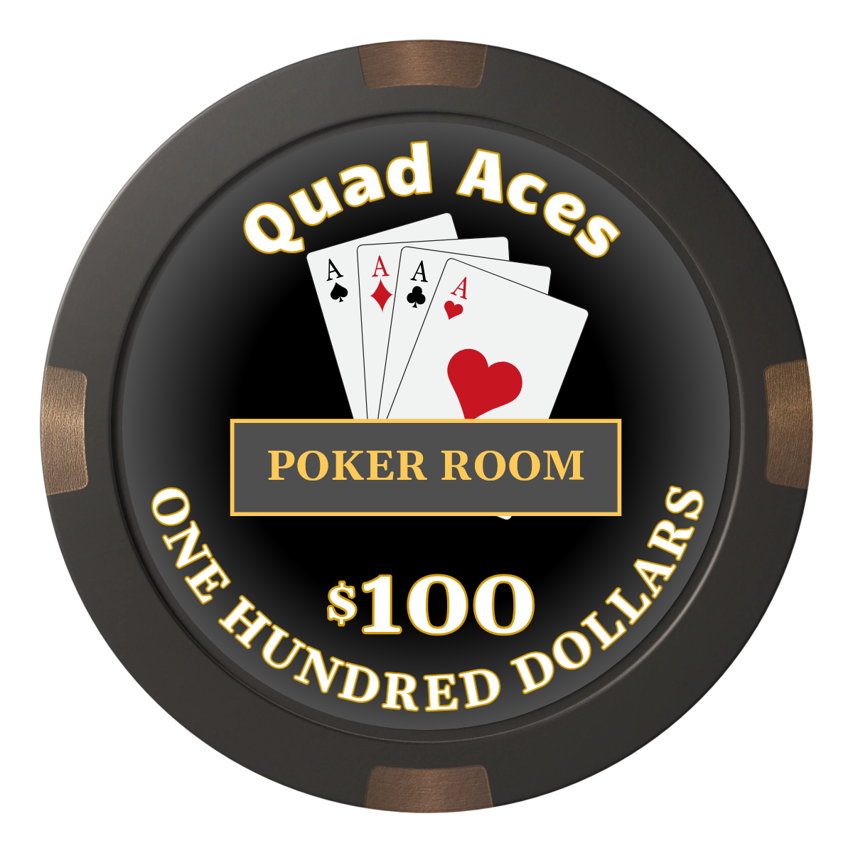 Quad Aces Composite & Metal Hybrid Poker Chips - Black - Back